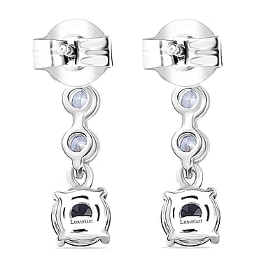 Luxuriant AAA Lab Grown Alexandrite and White Zircon 2.50 ctw Earrings in Rhodium Over Sterling Silver