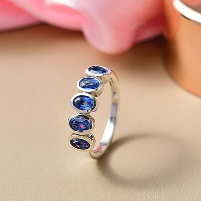 D'Joy Kyanite 1.63 ctw Band Ring in Platinum Over Sterling Silver (Size 11.5)