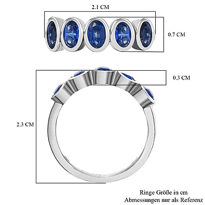 D'Joy Kyanite 1.63 ctw Band Ring in Platinum Over Sterling Silver (Size 11.5)