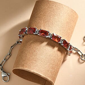 EverTrue Simulated Red Diamond Bracelet in Stainless Steel (6.50 In)