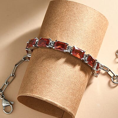 EverTrue Simulated Red Diamond Bracelet in Stainless Steel (6.50 In)