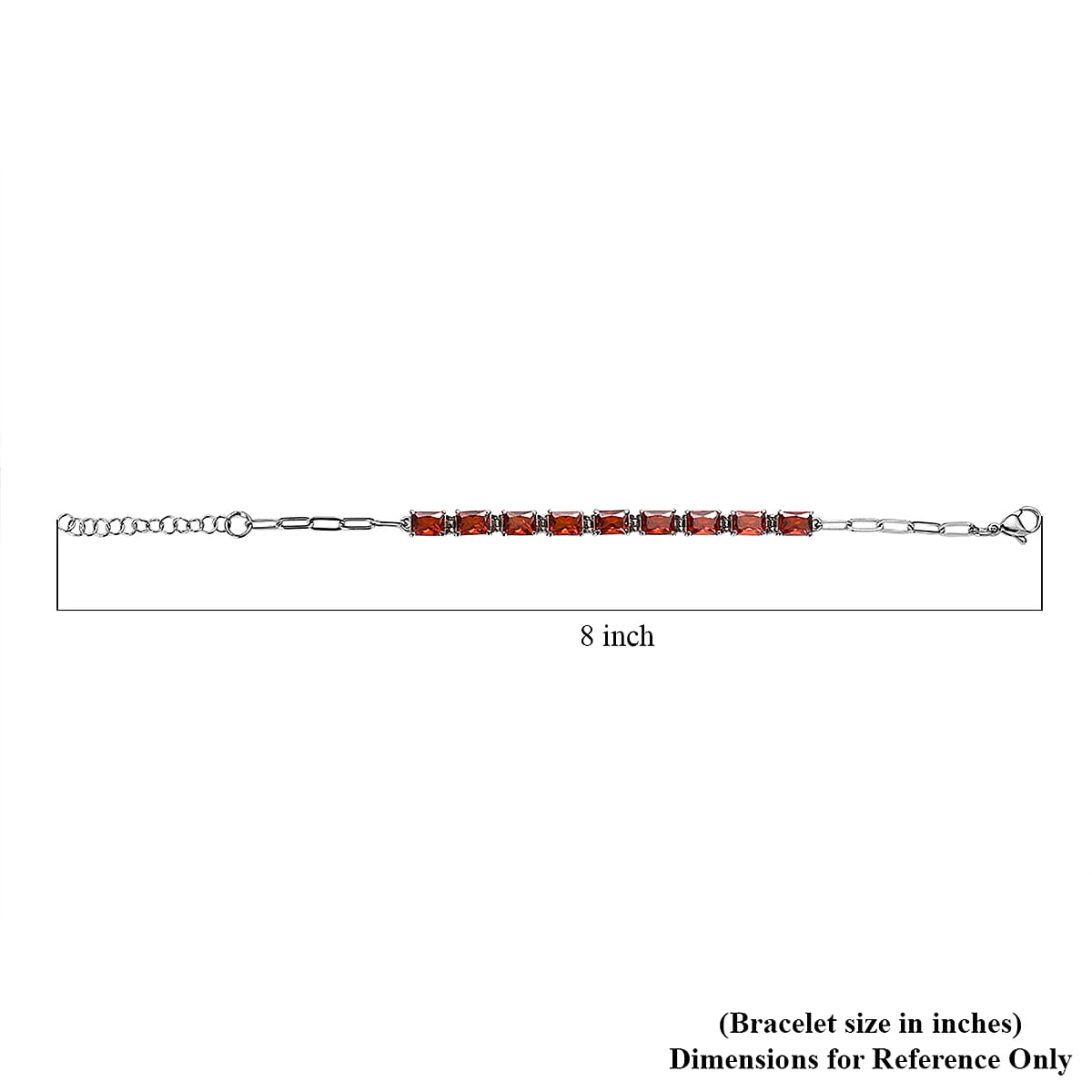 EverTrue Simulated Red Diamond Bracelet in Stainless Steel (6.50 In) image number 4