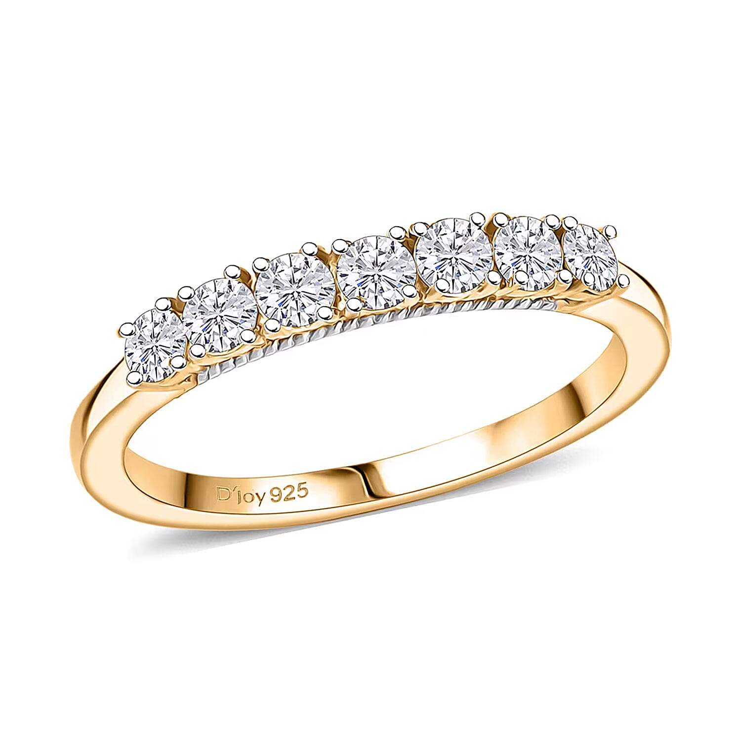 D'Joy Lab Grown Diamond I1 0.50 ctw Ring in 18K Vermeil Yellow Gold Over Sterling Silver (Size 10.0)