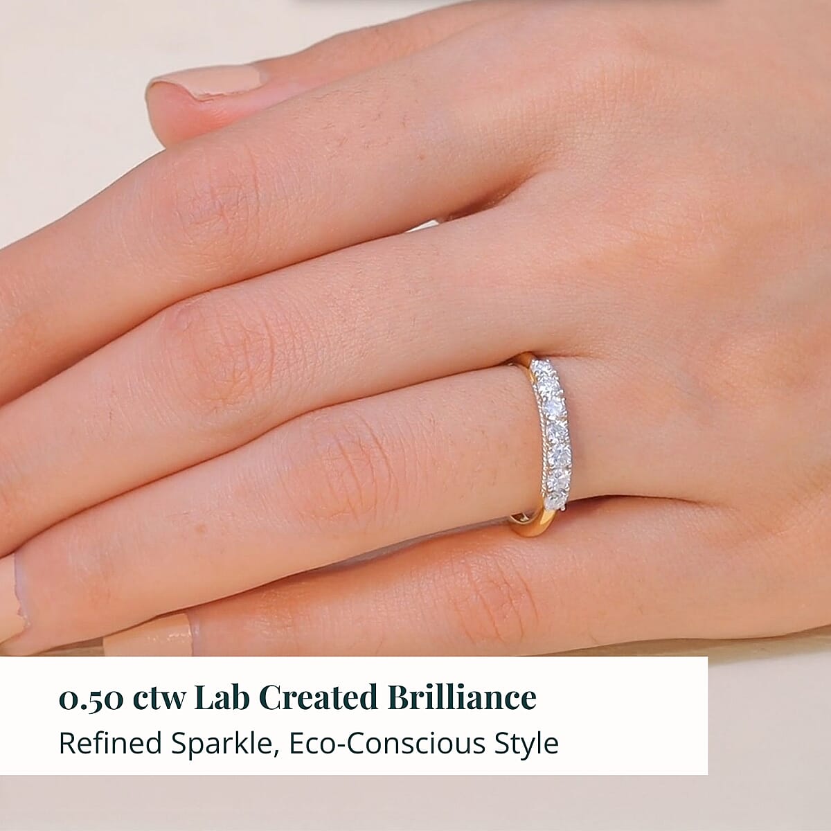  D'Joy Lab Grown Diamond (I1) Ring in 18K Vermeil YG Over Sterling Silver (Size 10.0) 0.50 ctw image number 1