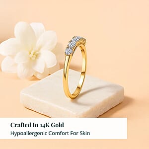 D'Joy Lab Grown Diamond I1 0.50 ctw Ring in 18K Vermeil Yellow Gold Over Sterling Silver (Size 10.0)