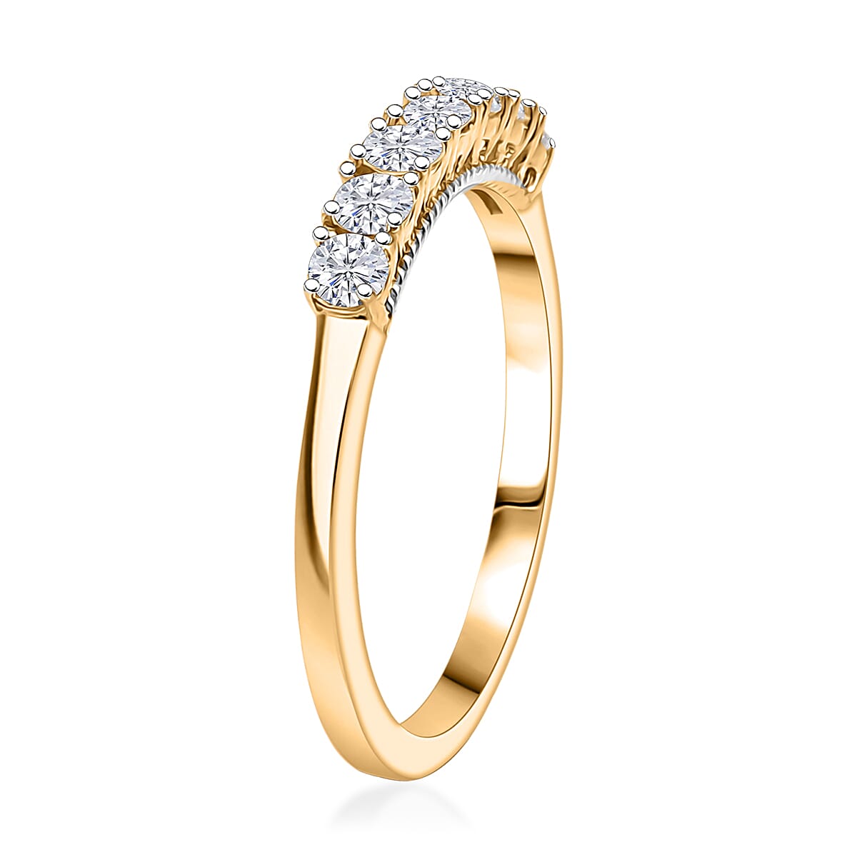 D'Joy Lab Grown Diamond I1 0.50 ctw Ring in 18K Vermeil Yellow Gold Over Sterling Silver (Size 10.0)