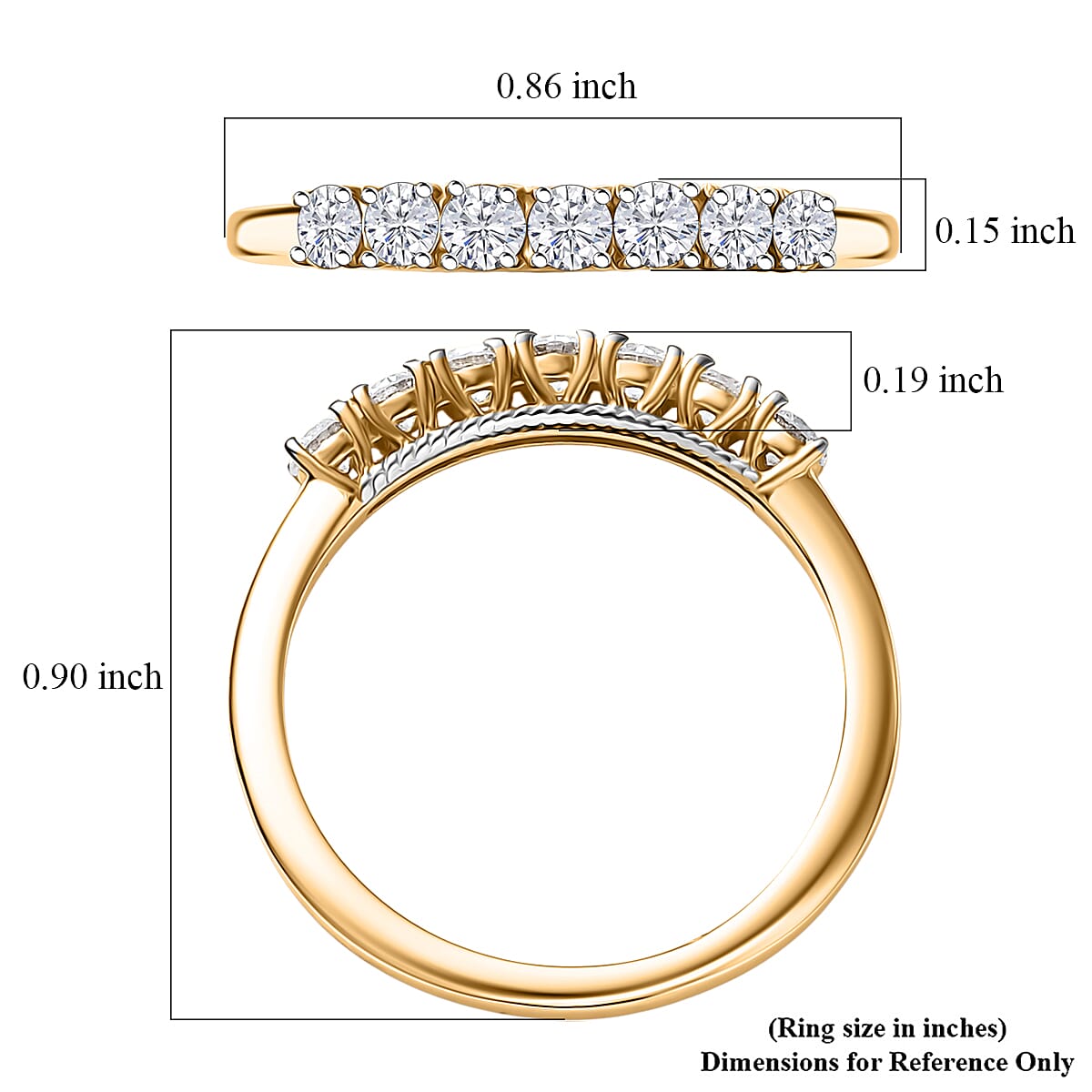 D'Joy Lab Grown Diamond I1 0.50 ctw Ring in 18K Vermeil Yellow Gold Over Sterling Silver (Size 10.0)