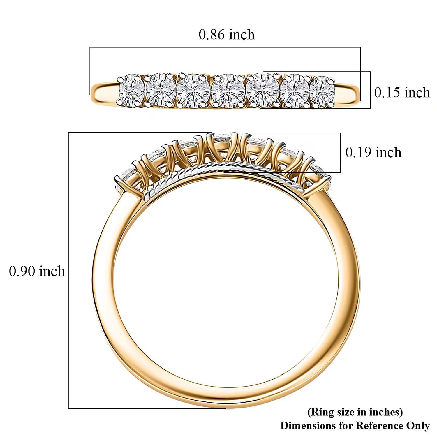 D'Joy Lab Grown Diamond I1 0.50 ctw Ring in 18K Vermeil Yellow Gold Over Sterling Silver (Size 10.0)