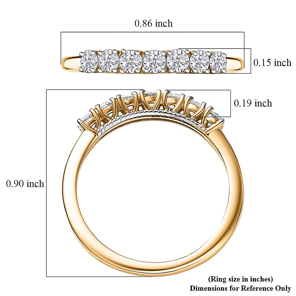  D'Joy Lab Grown Diamond (I1) Ring in 18K Vermeil YG Over Sterling Silver (Size 10.0) 0.50 ctw image number 6