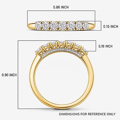 D'Joy Lab Grown Diamond I1 0.50 ctw Ring in 18K Vermeil Yellow Gold Over Sterling Silver (Size 10.0)