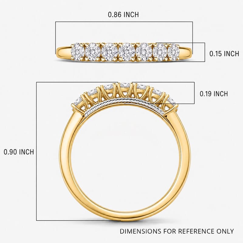 D'Joy Lab Grown Diamond I1 0.50 ctw Ring in 18K Vermeil Yellow Gold Over Sterling Silver (Size 10.0)