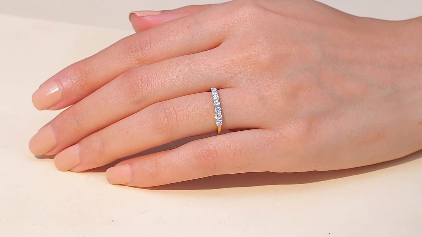D'Joy Lab Grown Diamond (I1) Ring in 18K Vermeil YG Over Sterling Silver (Size 10.0) 0.50 ctw