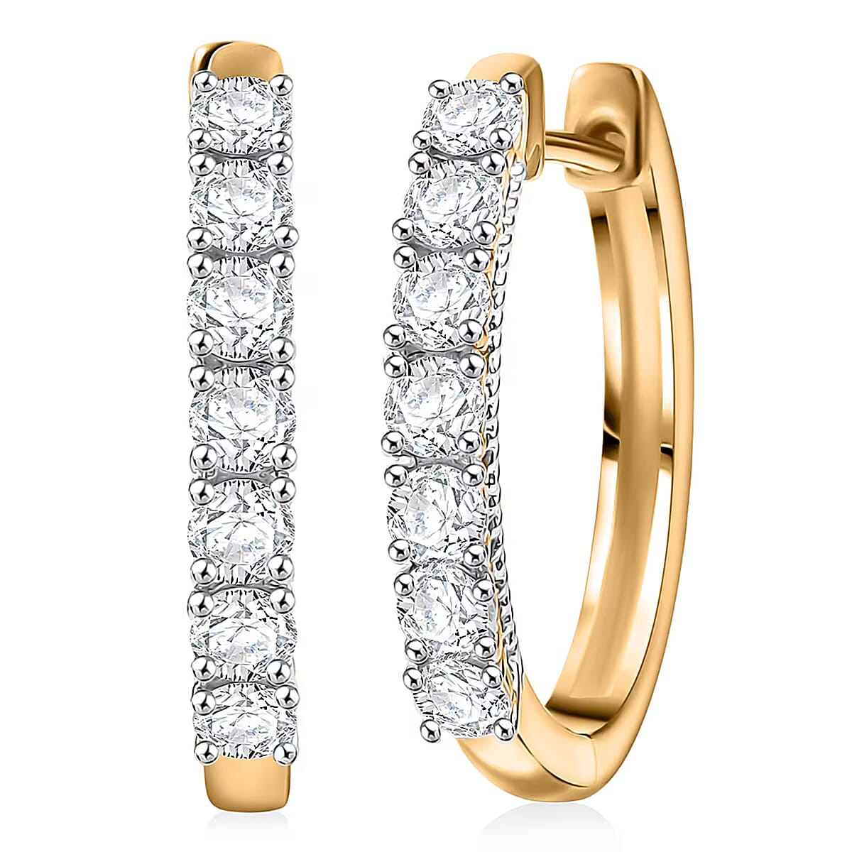 Doorbuster D'Joy Lab Grown Diamond I1 1.00 ctw Classic Hoop Earrings in 18K Vermeil Yellow Gold Over Sterling Silver image number 0