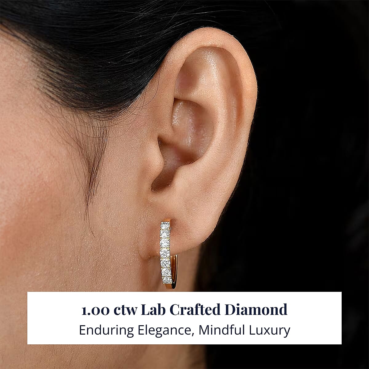 Doorbuster D'Joy Lab Grown Diamond I1 1.00 ctw Classic Hoop Earrings in 18K Vermeil Yellow Gold Over Sterling Silver image number 1