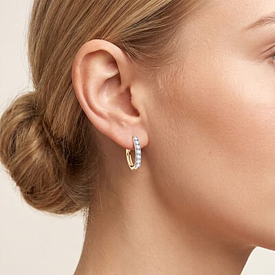 D'Joy Lab Grown Diamond I1 1.00 ctw Classic Hoop Earrings in 18K Vermeil Yellow Gold Over Sterling Silver