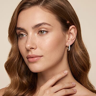 D'Joy Lab Grown Diamond I1 1.00 ctw Classic Hoop Earrings in 18K Vermeil Yellow Gold Over Sterling Silver