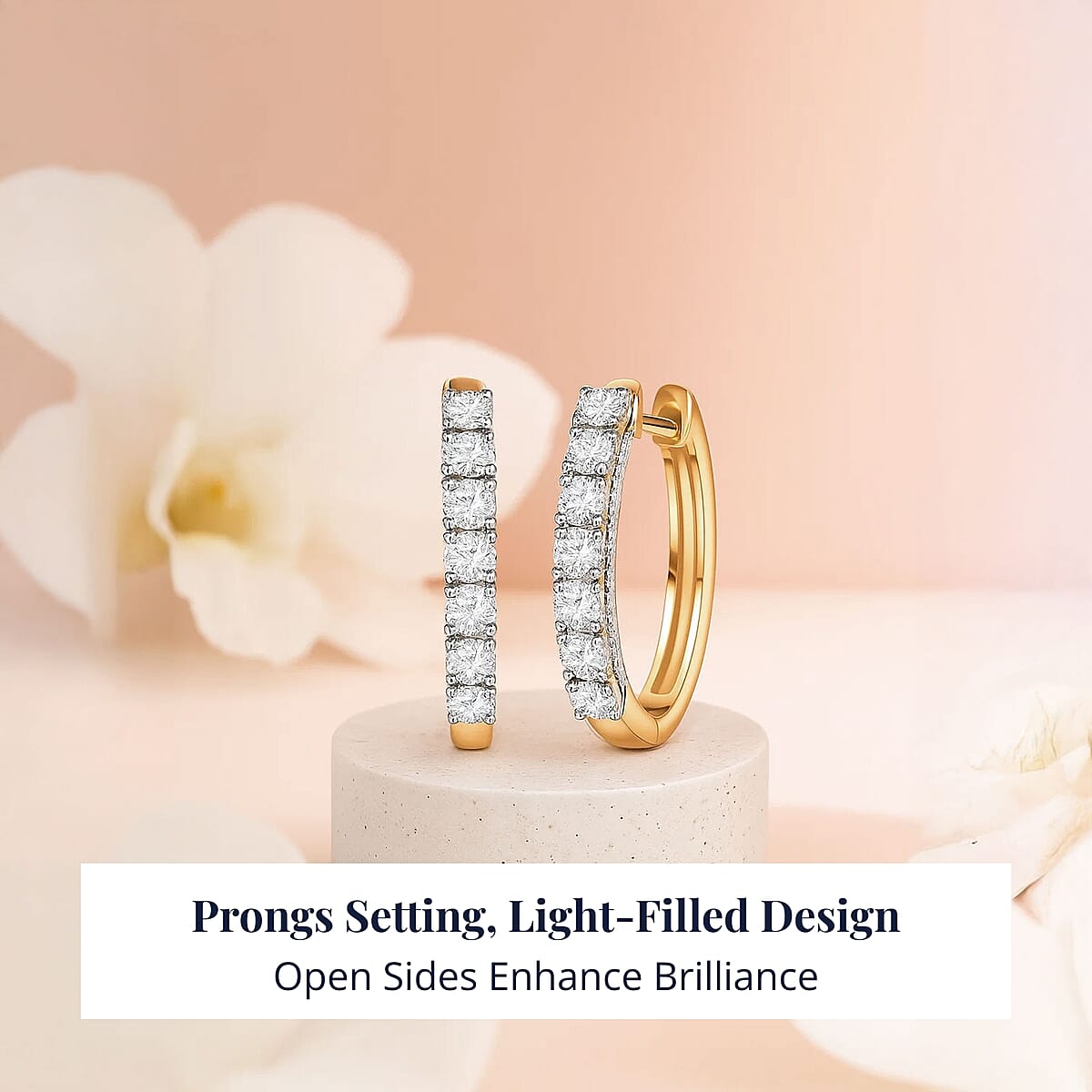 Doorbuster D'Joy Lab Grown Diamond I1 1.00 ctw Classic Hoop Earrings in 18K Vermeil Yellow Gold Over Sterling Silver image number 4