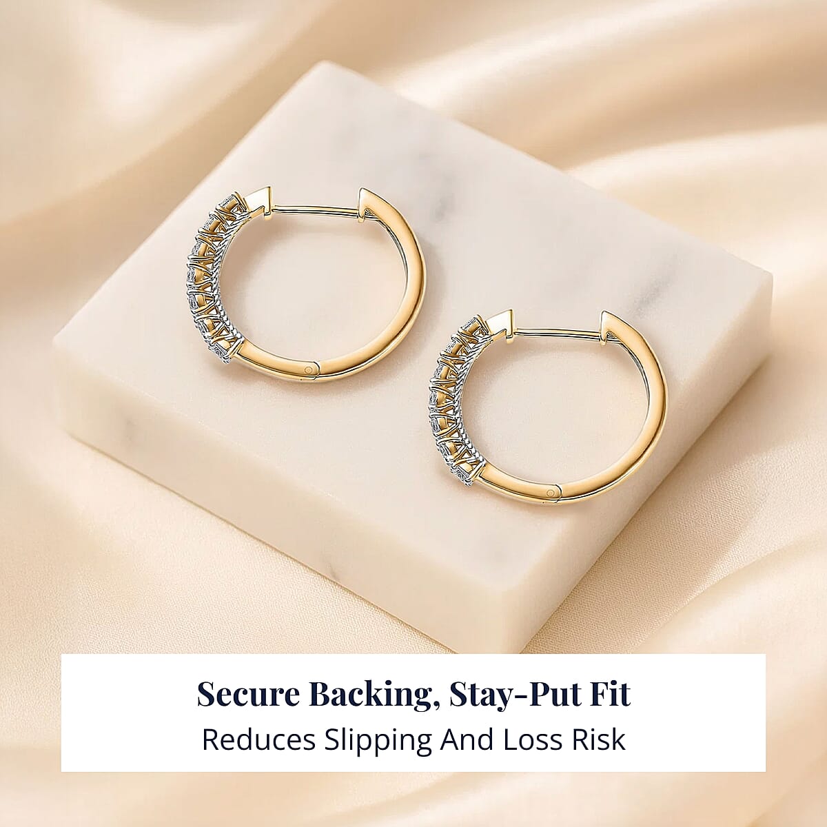 Doorbuster D'Joy Lab Grown Diamond I1 1.00 ctw Classic Hoop Earrings in 18K Vermeil Yellow Gold Over Sterling Silver image number 5