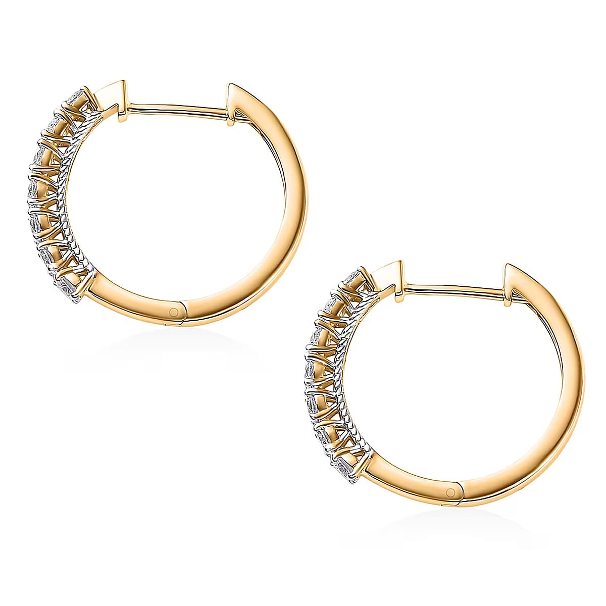 Doorbuster D'Joy Lab Grown Diamond I1 1.00 ctw Classic Hoop Earrings in 18K Vermeil Yellow Gold Over Sterling Silver image number 7