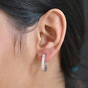  D'Joy Lab Grown Diamond I1 1.00 ctw Classic Hoop Earrings in Rhodium Over Sterling Silver