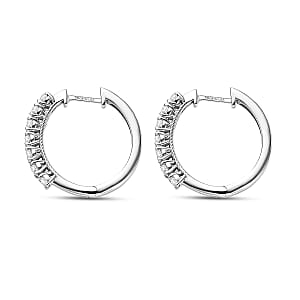  D'Joy Lab Grown Diamond I1 1.00 ctw Classic Hoop Earrings in Rhodium Over Sterling Silver