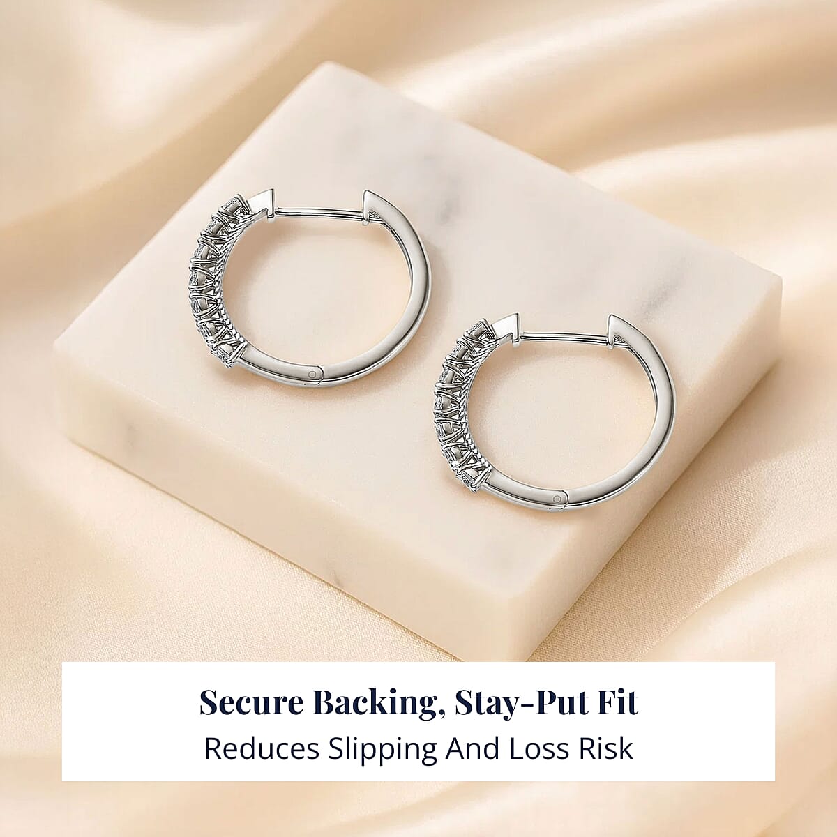 Doorbuster D'Joy Lab Grown Diamond I1 1.00 ctw Classic Hoop Earrings in Rhodium Over Sterling Silver image number 5