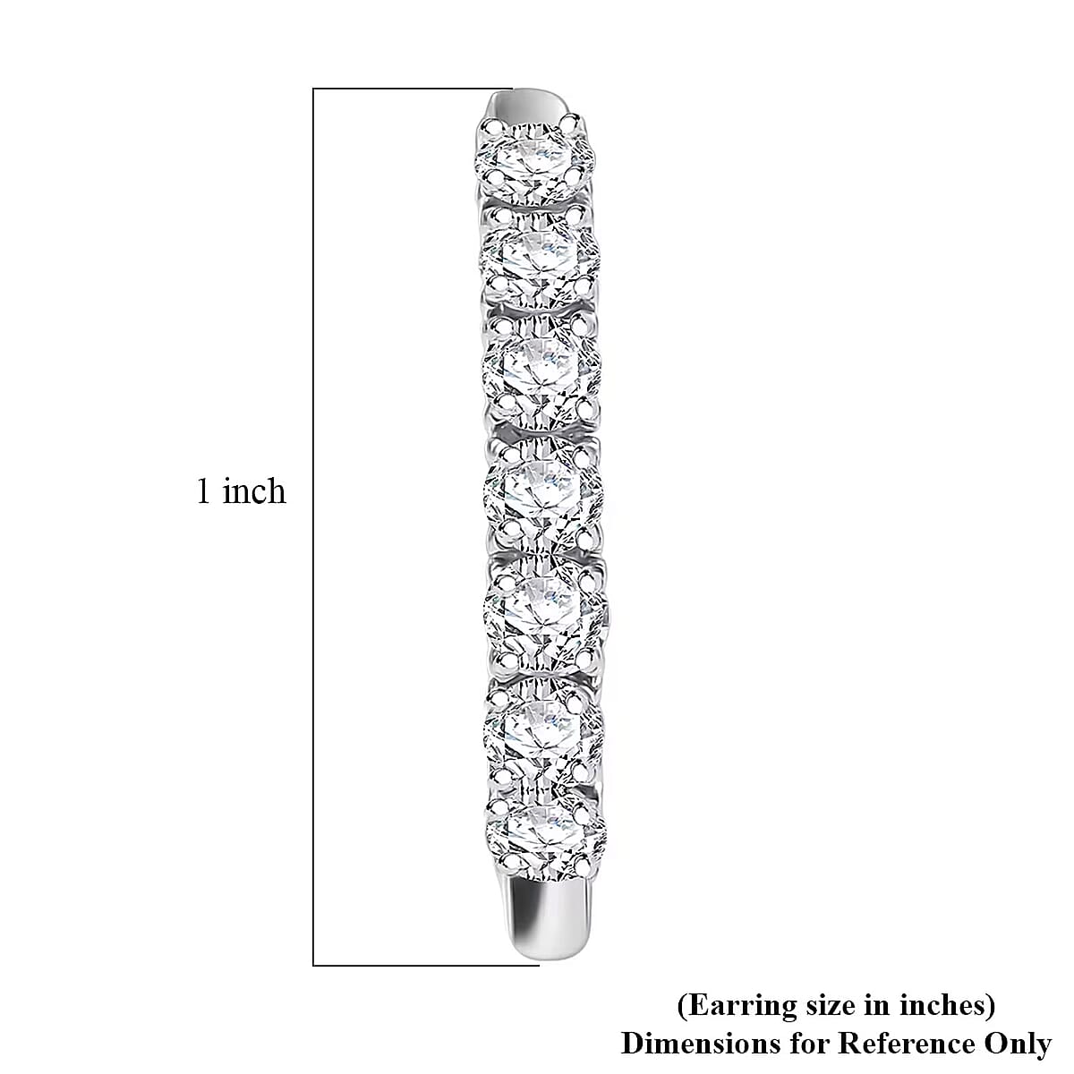 Doorbuster D'Joy Lab Grown Diamond I1 1.00 ctw Classic Hoop Earrings in Rhodium Over Sterling Silver image number 6