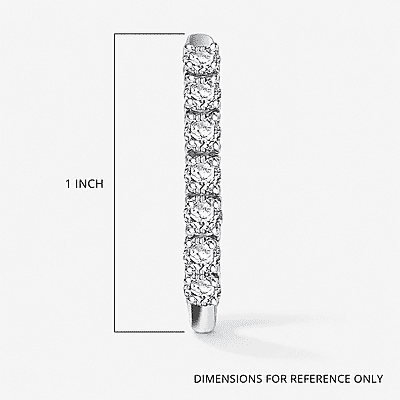  D'Joy Lab Grown Diamond I1 1.00 ctw Classic Hoop Earrings in Rhodium Over Sterling Silver