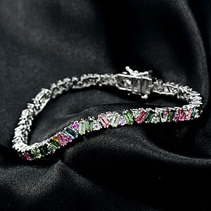 Doorbuster D'Joy Premium Multi-Tourmaline 8.00 ctw Vibrancy of Life Bracelet in Rhodium Over Sterling Silver (7.25 In)