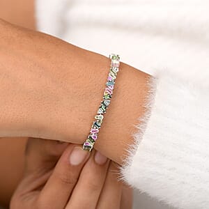 Doorbuster D'Joy Premium Multi-Tourmaline 8.00 ctw Vibrancy of Life Bracelet in Rhodium Over Sterling Silver (7.25 In)