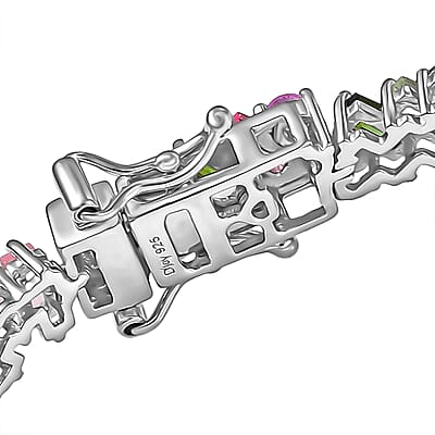  D'Joy Premium Multi-Tourmaline 8.00 ctw Vibrancy of Life Bracelet in Rhodium Over Sterling Silver (7.25 In)