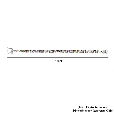  D'Joy Premium Multi-Tourmaline 8.00 ctw Vibrancy of Life Bracelet in Rhodium Over Sterling Silver (7.25 In)