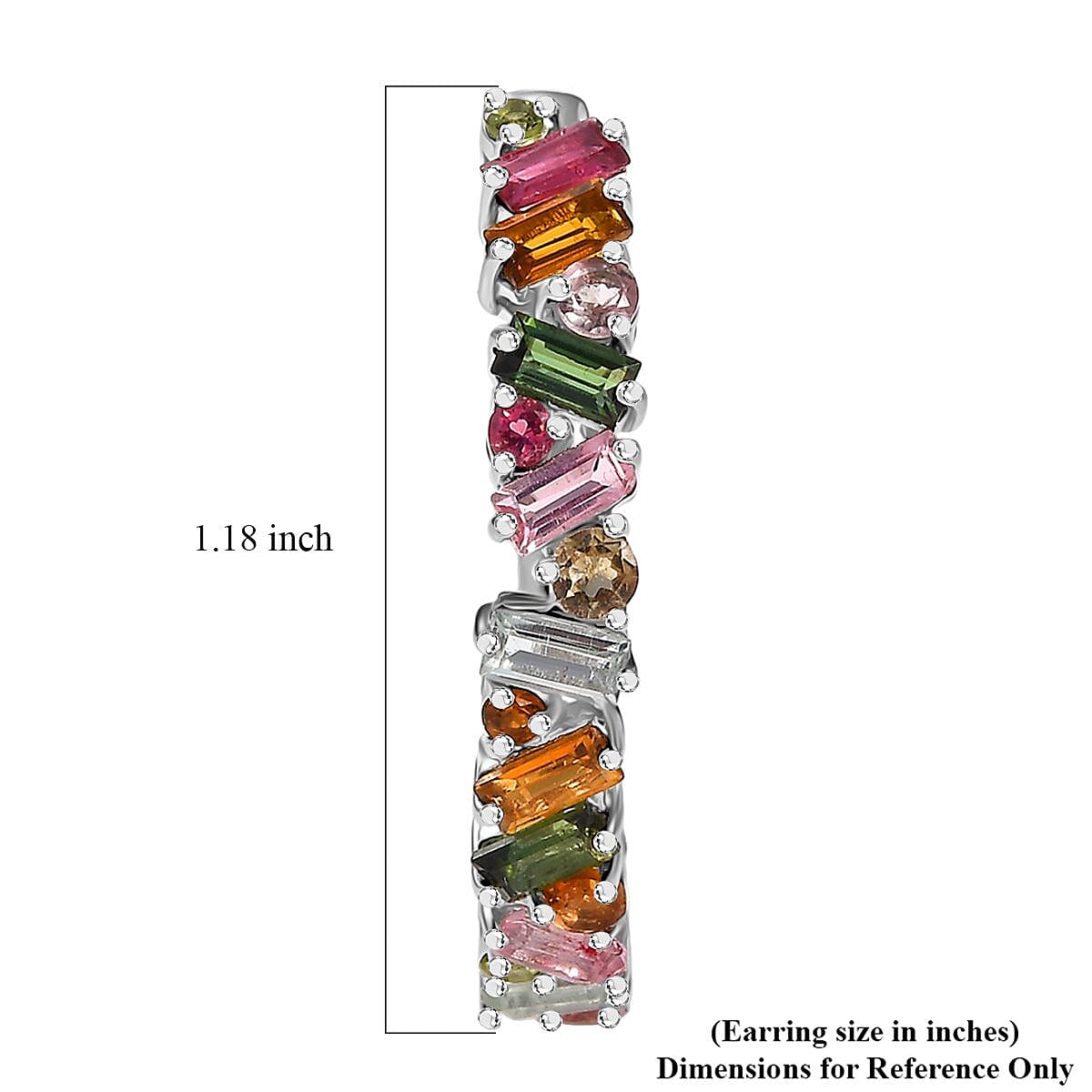 Doorbuster D'Joy Premium Multi-Tourmaline 3.00 ctw Vibrancy of Life Hoop Earrings in Rhodium Over Sterling Silver image number 4