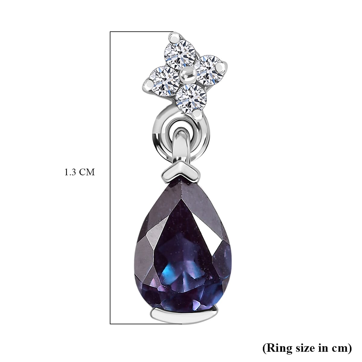 Luxuriant AAA Lab Grown Alexandrite and White Zircon 1.00 ctw Earrings in Rhodium Over Sterling Silver