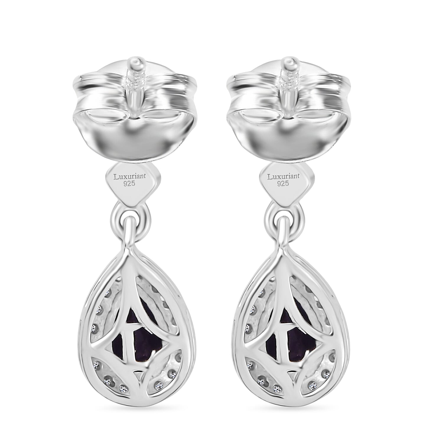 Luxuriant AAA Lab Grown Alexandrite and White Zircon 1.15 ctw Earrings in Rhodium Over Sterling Silver