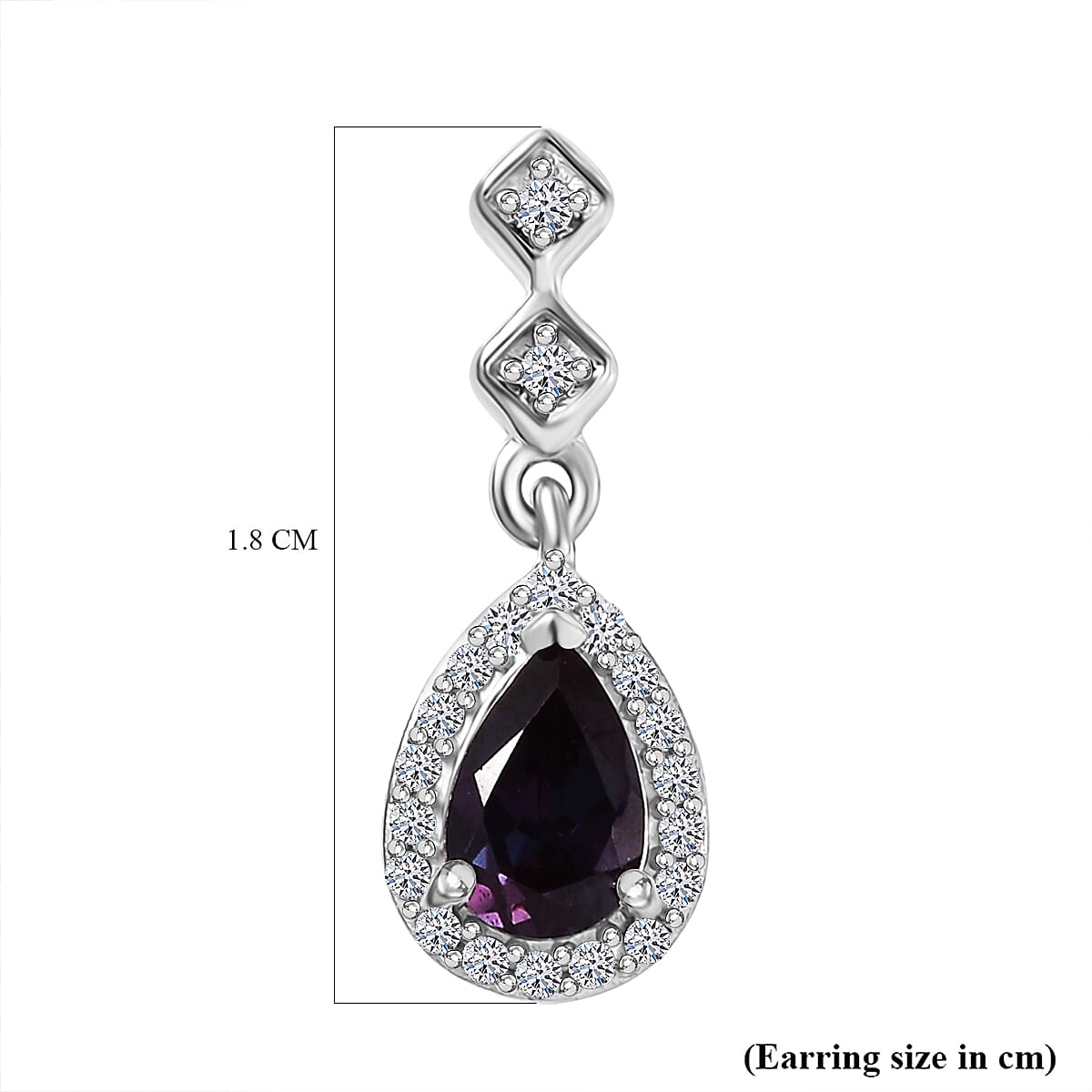 Luxuriant AAA Lab Grown Alexandrite and White Zircon 1.15 ctw Earrings in Rhodium Over Sterling Silver
