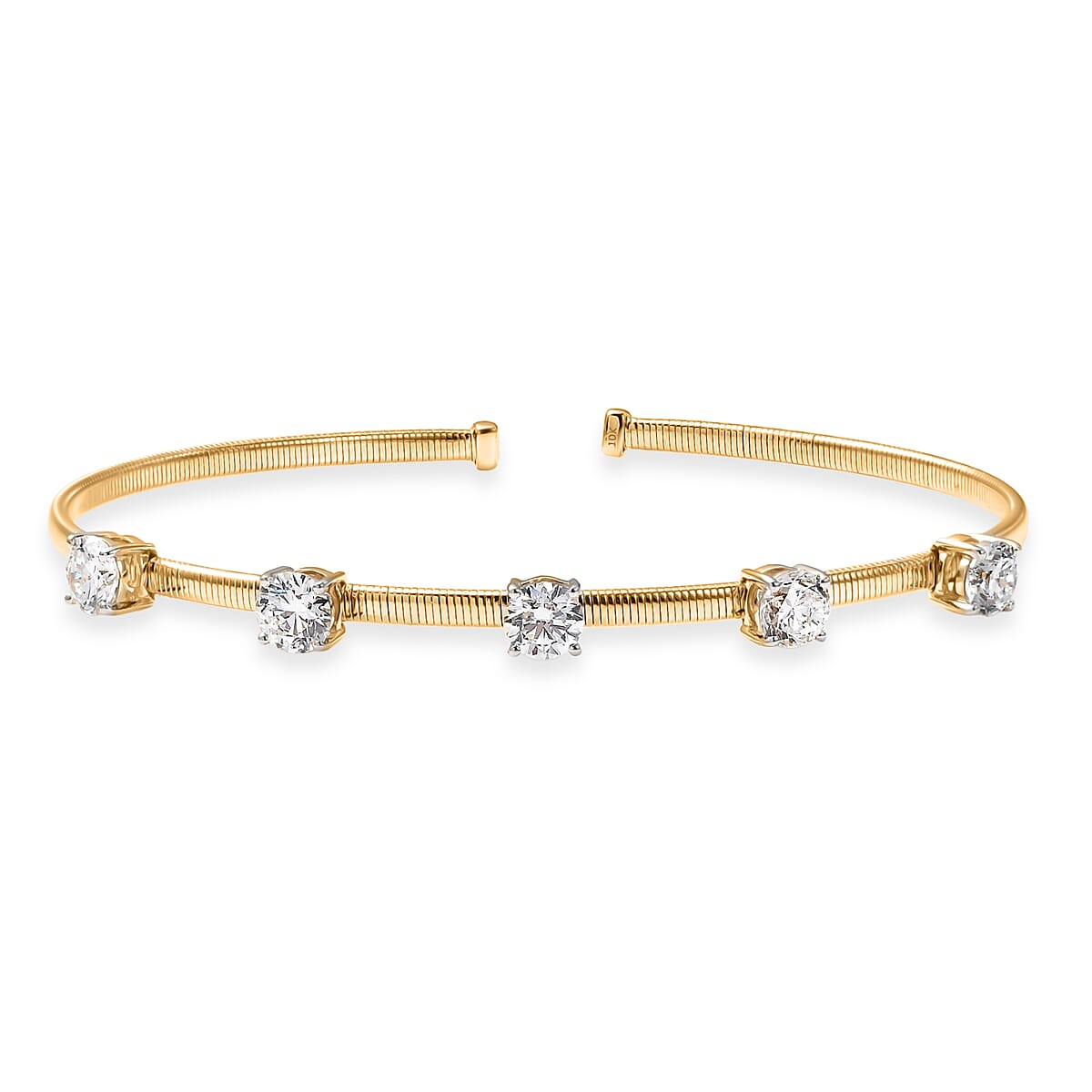 Luxuriant Lab Grown Diamond E-F VS 3.00 ctw Cuff Bracelet in 10K Yellow Gold (7.25 In) image number 0