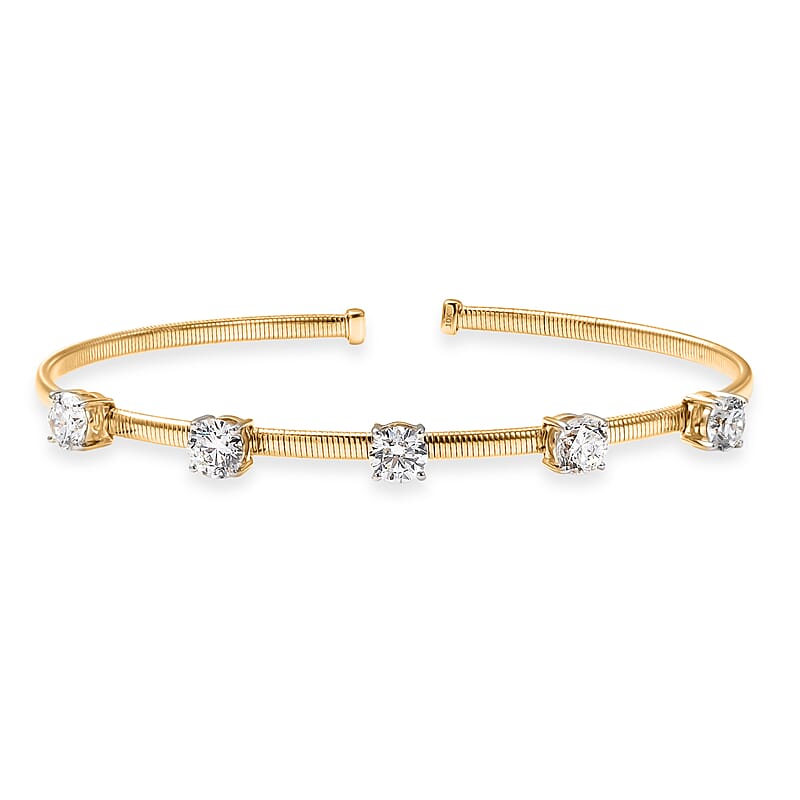 Luxuriant Lab Grown Diamond E-F VS 3.00 ctw Cuff Bracelet in 10K Yellow Gold (7.25 In)