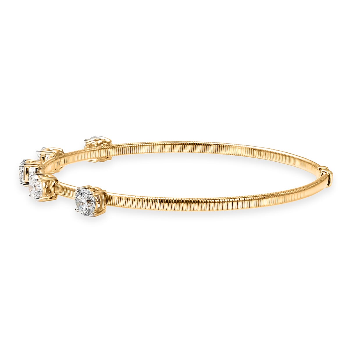 Luxuriant Lab Grown Diamond E-F VS 3.00 ctw Cuff Bracelet in 10K Yellow Gold (7.25 In) image number 3