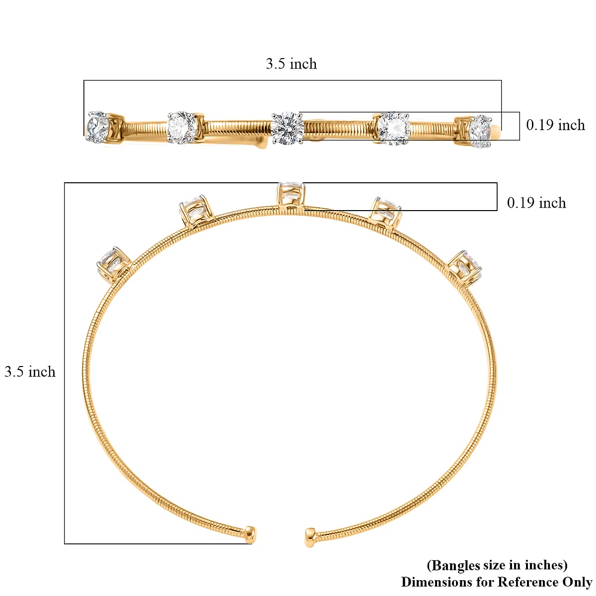 Luxuriant Lab Grown Diamond E-F VS 3.00 ctw Cuff Bracelet in 10K Yellow Gold (7.25 In) image number 5