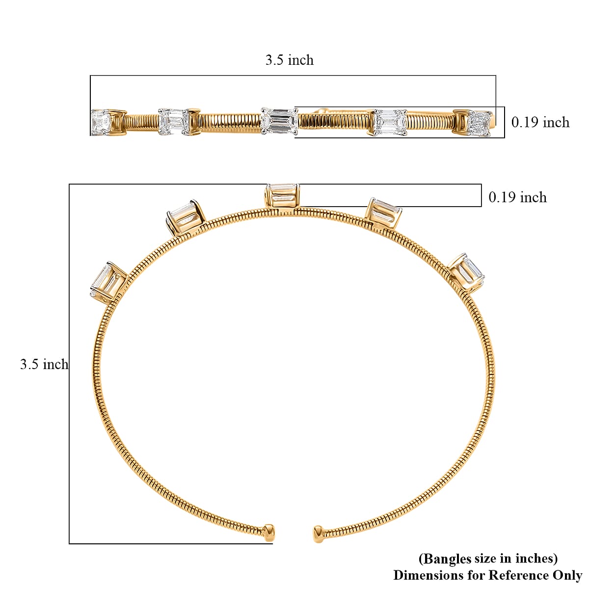 Luxuriant Lab Grown Diamond E-F VS 3.00 ctw Cuff Bracelet in 10K Yellow Gold (7.25 In) image number 5