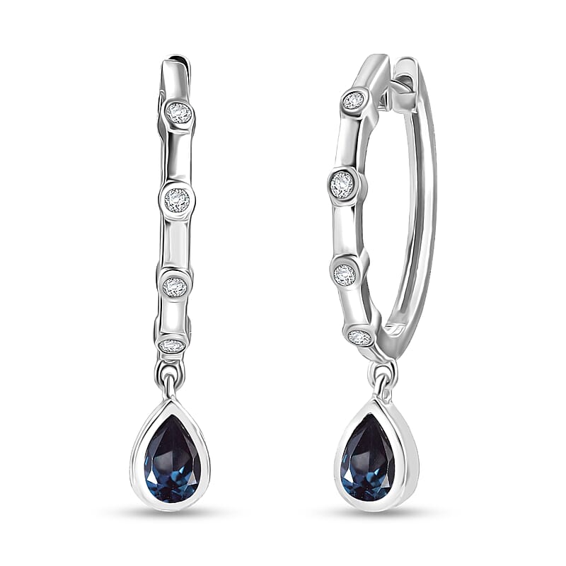 Luxuriant AAA Lab Grown Alexandrite and White Zircon 1.10 ctw Earrings in Rhodium Over Sterling Silver