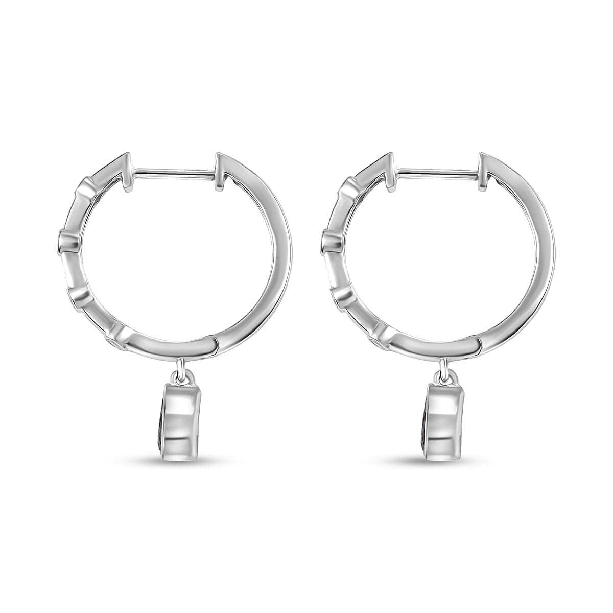 Luxuriant AAA Lab Grown Alexandrite and White Zircon 1.10 ctw Earrings in Rhodium Over Sterling Silver