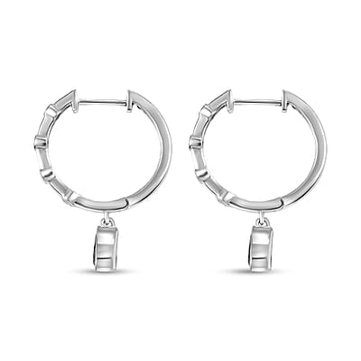 Luxuriant AAA Lab Grown Alexandrite and White Zircon 1.10 ctw Earrings in Rhodium Over Sterling Silver