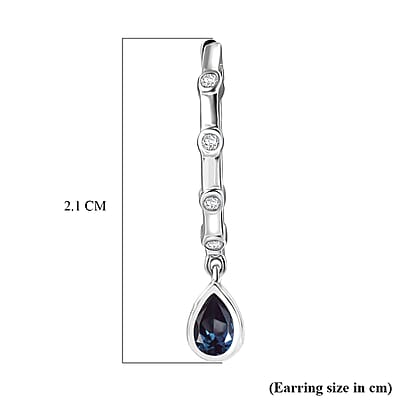 Luxuriant AAA Lab Grown Alexandrite and White Zircon 1.10 ctw Earrings in Rhodium Over Sterling Silver