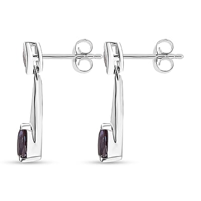 Luxuriant AAA Lab Grown Alexandrite and White Topaz 1.10 ctw Earrings in Rhodium Over Sterling Silver