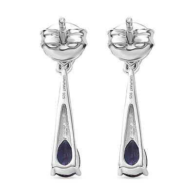 Luxuriant AAA Lab Grown Alexandrite and White Topaz 1.10 ctw Earrings in Rhodium Over Sterling Silver