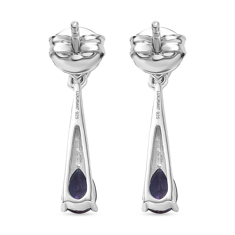 Luxuriant AAA Lab Grown Alexandrite and White Topaz 1.10 ctw Earrings in Rhodium Over Sterling Silver