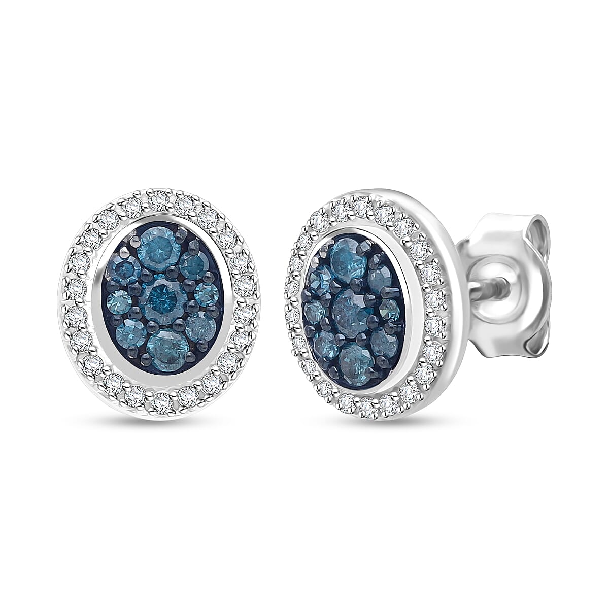 Doorbuster D'Joy Blue and White Diamond 0.50 ctw Desert Sunrise Earrings in Rhodium Over Sterling Silver image number 0