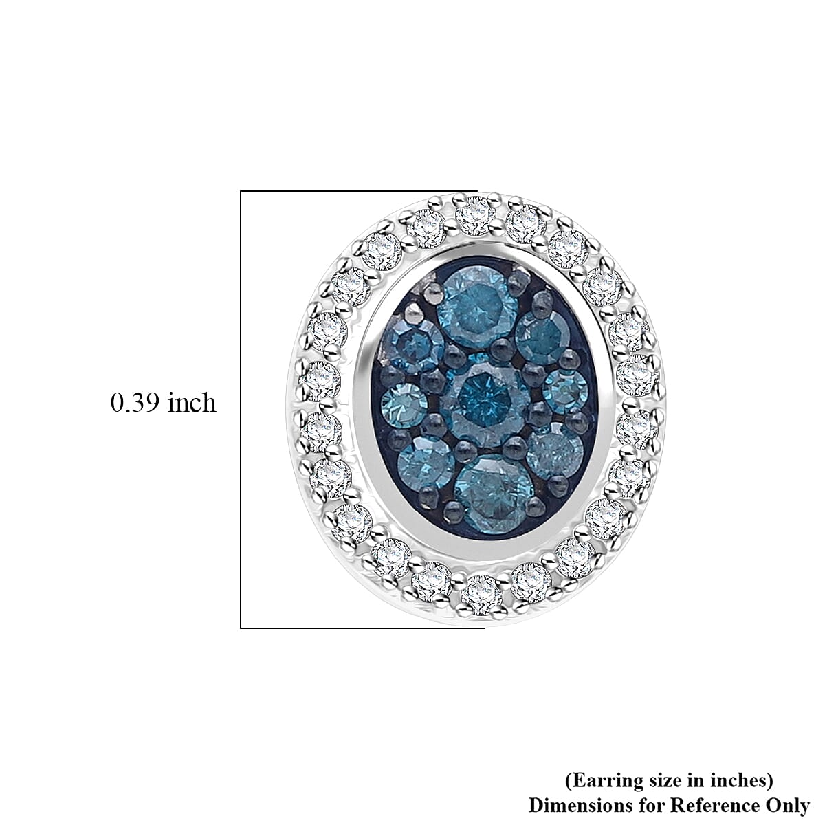 D'Joy Blue and White Diamond 0.50 ctw Desert Sunrise Earrings in Rhodium Over Sterling Silver